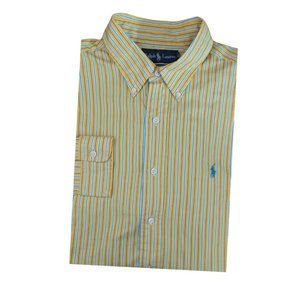 POLO RALPH LAUREN Mens Striped Long Sleeve Shirt Size 16 Classic Fit EC